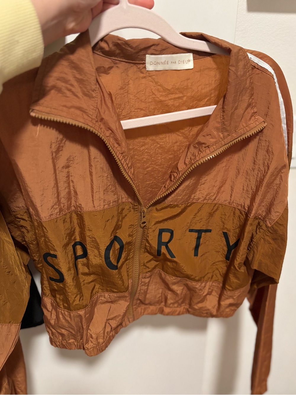 Rust Cropped Sporty Windbreaker Jacket